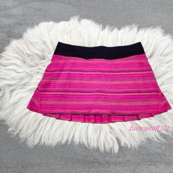 Rare Lululemon Pink Stripe Ruffle Pacesetter Skirt Tennis or Pickleball - Picture 1 of 9